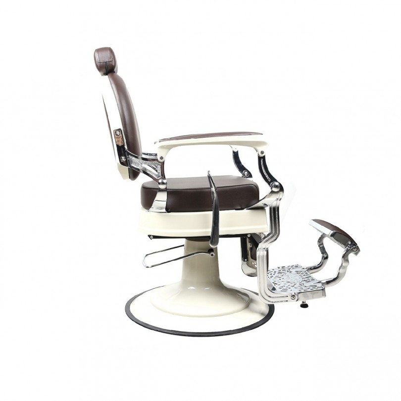 Барбер кресло модель Vintage 001 (White-brown) , бело-коричневое